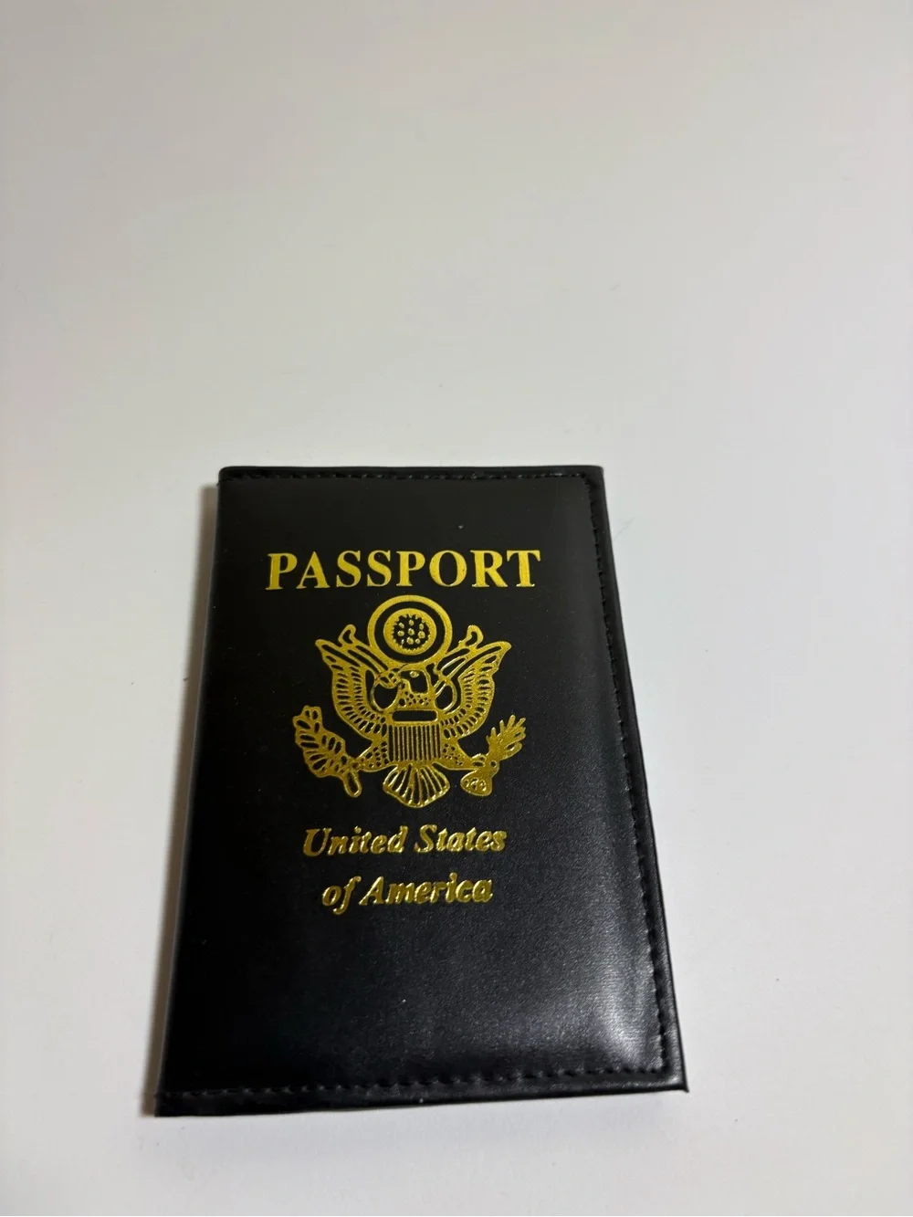 Black Passport Holder with Gold United States Crest